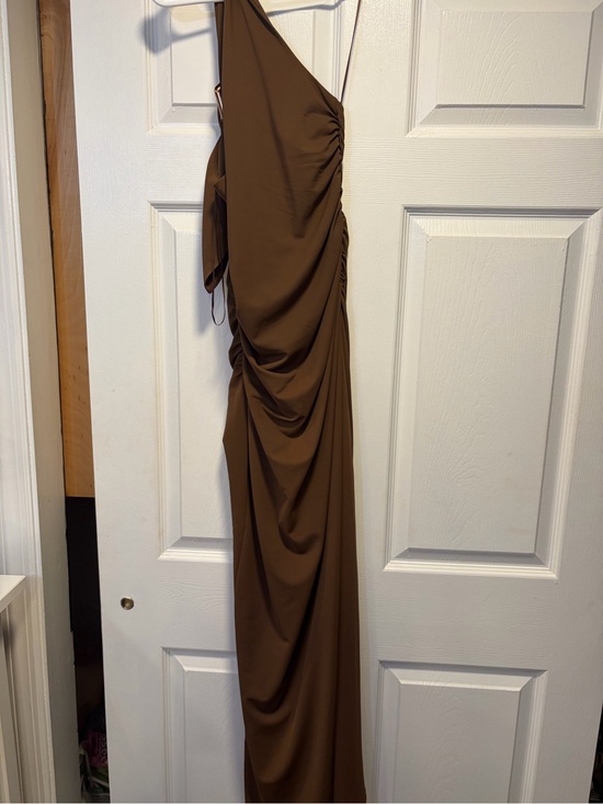 REVOLVE Dresses & Skirts - REVOLVE Brown One-Shoulder Draped Maxi Dress